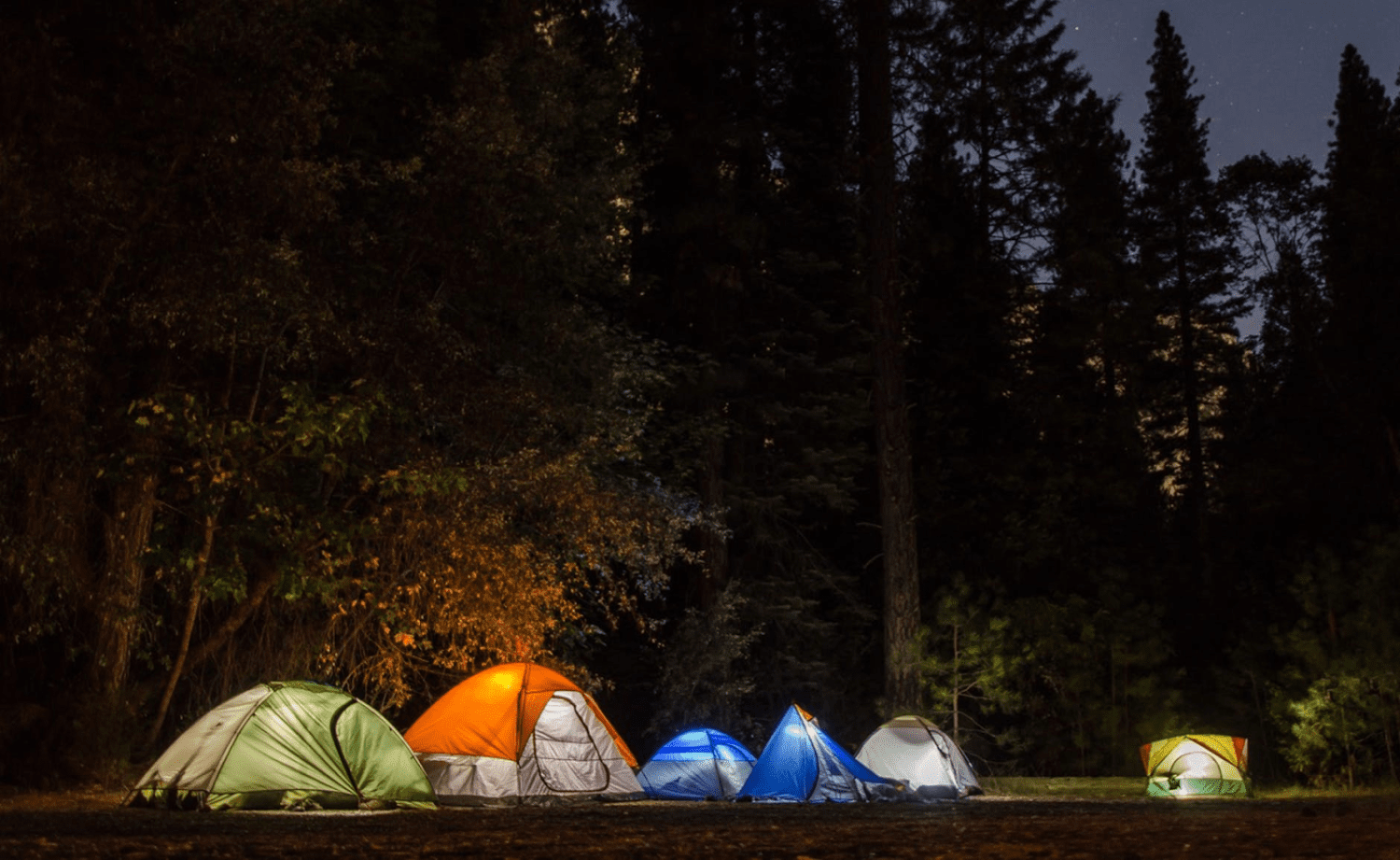 camp with lights
