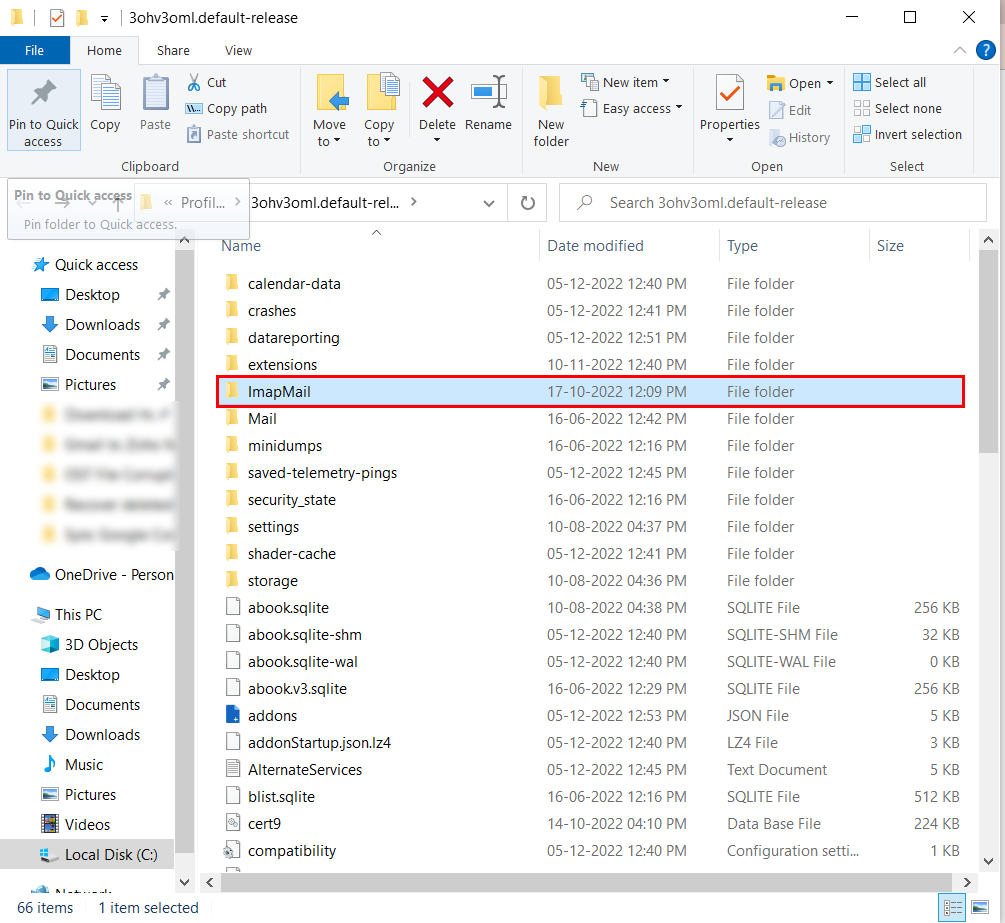 subfolder of imapmail