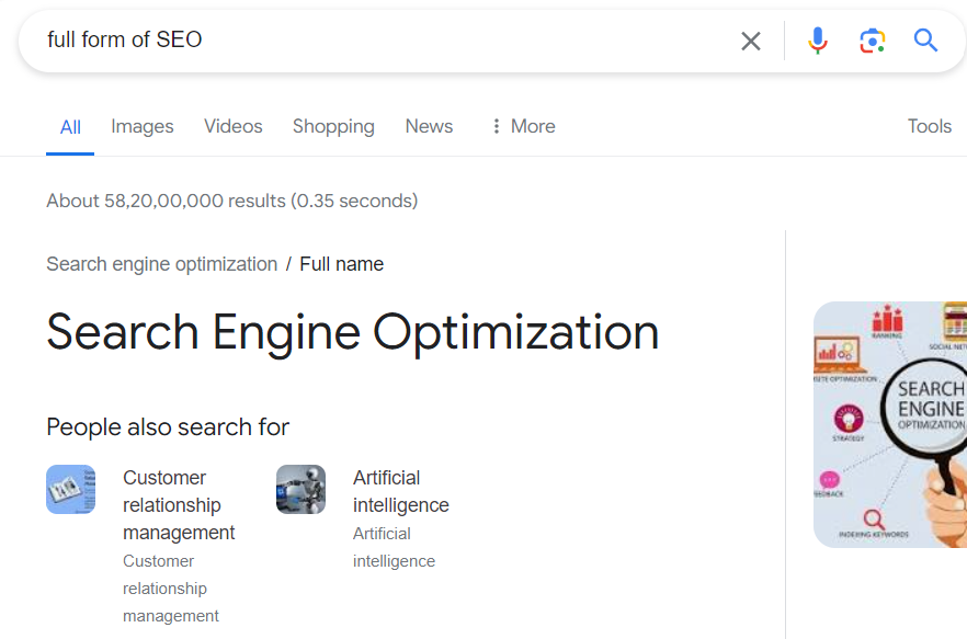 An example of a direct answer box.