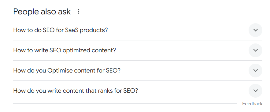 An example of people also ask section on Google.
